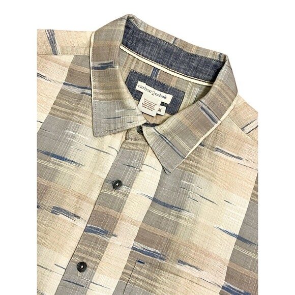 CARBON 2 COBALT Blue/Beige Overlook Jacquard Effortlessly Cool Short Sleeve Med - Picture 1 of 6